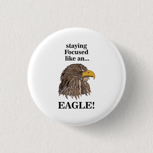 Golden Eagle Head 1 Inch Round Button (Front)