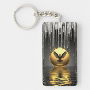 Golden Eagle Pendant Dripping Liquid Metal Keychain
