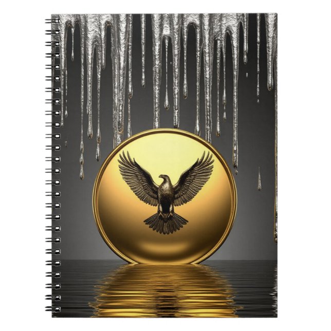 Golden Eagle Pendant Dripping Liquid Metal  Notebook (Front)