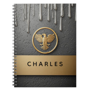 Golden Eagle Pendant Dripping Liquid Metal Notebook