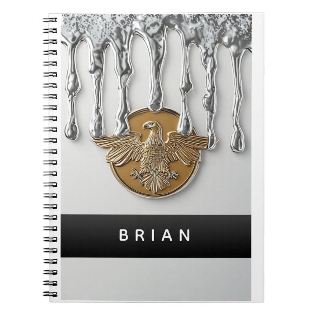 Golden Eagle Pendant Dripping Liquid Metal  Notebook (Front)