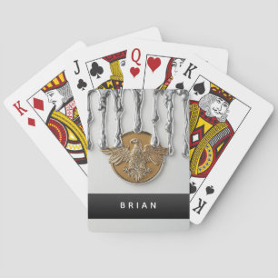 Golden Eagle Pendant Dripping Liquid Metal Playing Cards