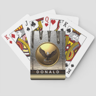 Golden Eagle Pendant Dripping Liquid Metal Playing Cards
