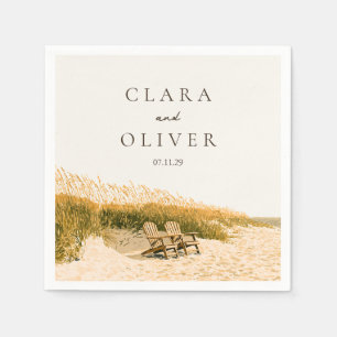 Golden Earthy Dune Grass Gulf Coast Beach Wedding Napkin