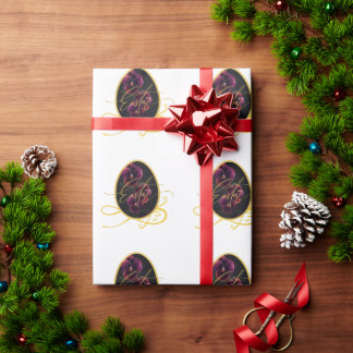 Golden Easter Egg and Elegant Iris Wrapping Paper