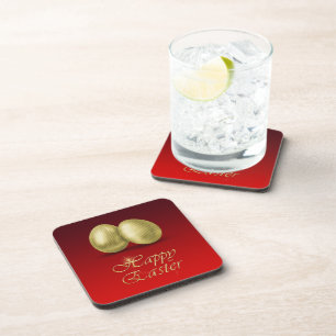 Golden Easter Eggs - Plastic Coaster