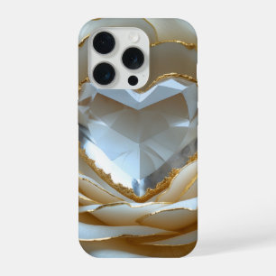 Golden-Edged Purity Crystal Rose Phone Case