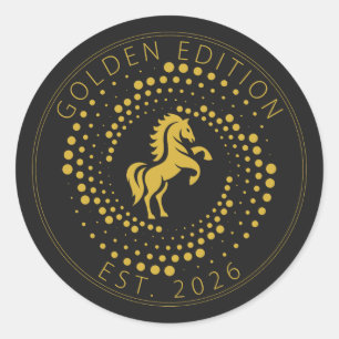 Golden edition Horse Logo Design Classic Round Sticker