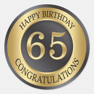 Golden effect 65th Birthday Classic Round Sticker