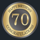 Golden effect 70th Birthday Classic Round Sticker<br><div class="desc">70th Birthday sticker with golden effect</div>