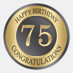 Golden effect 75th Birthday Classic Round Sticker