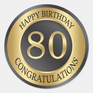 Golden effect 80th Birthday Classic Round Sticker