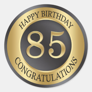 Golden effect 85th Birthday Classic Round Sticker