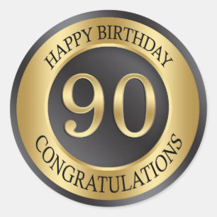Golden effect 90th Birthday Classic Round Sticker