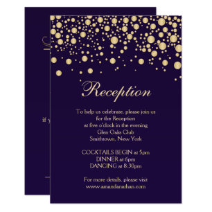 Golden effect confetti Reception Card