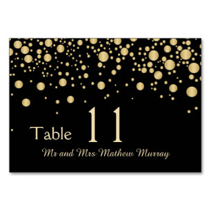 Golden effect confetti Table Number Place card