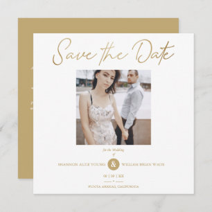 Golden Effect Elegant Custom Photo Wedding Save The Date