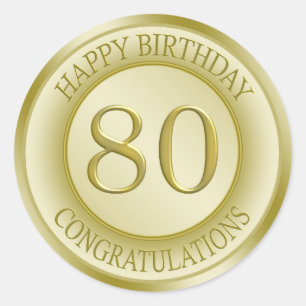 Golden effect Happy 80th Birthday Sticker