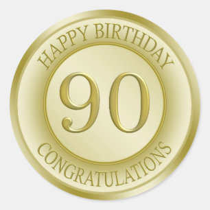 Golden effect Happy 90th Birthday Sticker