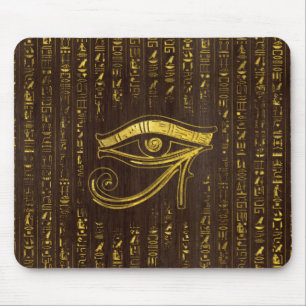 Golden Egyptian Eye of Horus and hieroglyphics Mouse Pad