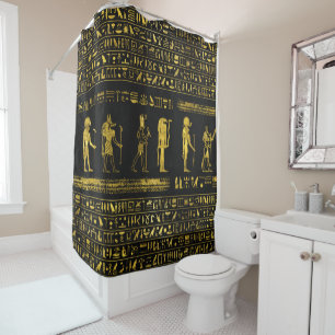 Golden Egyptian Gods and hieroglyphics on leather