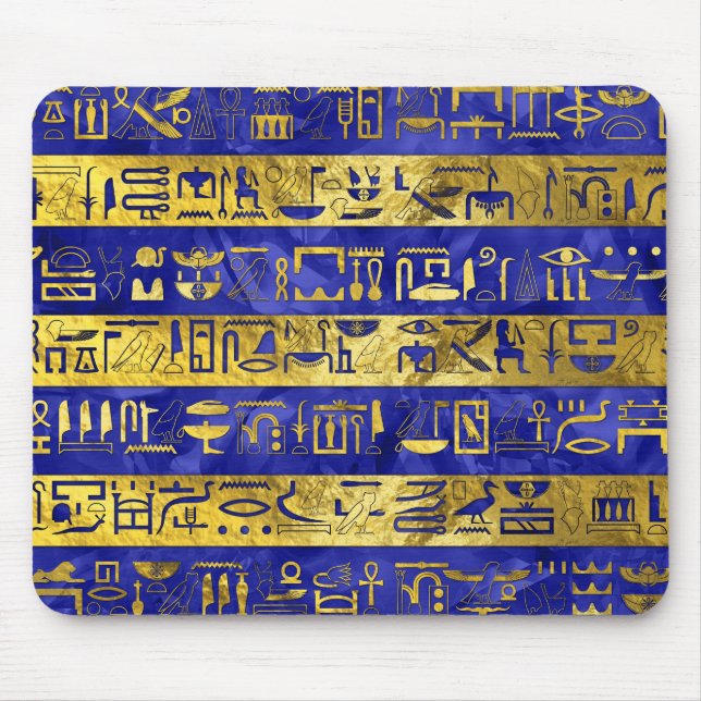 Golden Egyptian  hieroglyphs pattern Mouse Pad (Front)