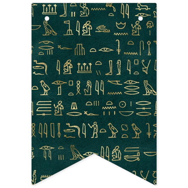 Golden Egyptian Hieroglyphs Typography Egypt Bunting Flags (First Flag)