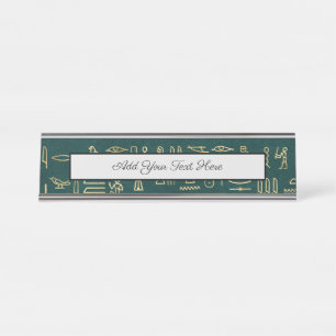 Golden Egyptian Hieroglyphs Typography Egypt Desk Name Plate