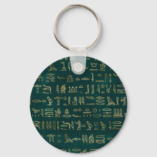 Golden Egyptian Hieroglyphs Typography Egypt Keychain