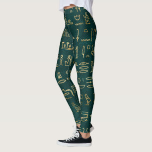 Golden Egyptian Hieroglyphs Typography Egypt Leggings