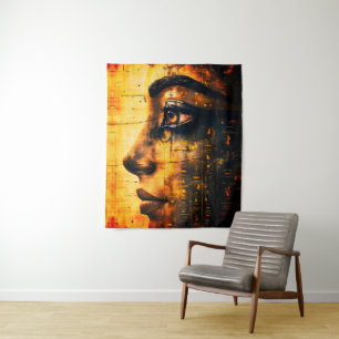 Golden Egyptian Pharaoh Wall Art – Ancient History Tapestry