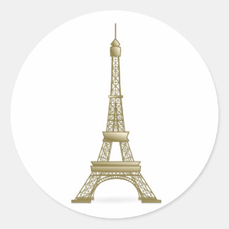Golden Eiffel Tower Classic Round Sticker