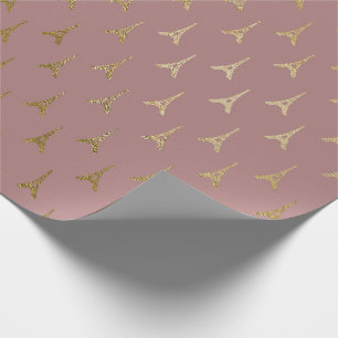 Golden Eiffel Tower Paris Mauve Lilac Blush Pink Wrapping Paper