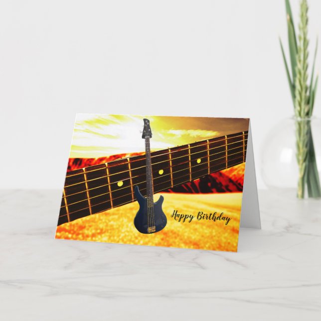 Golden Electric Guitar Birthday Card (Front)