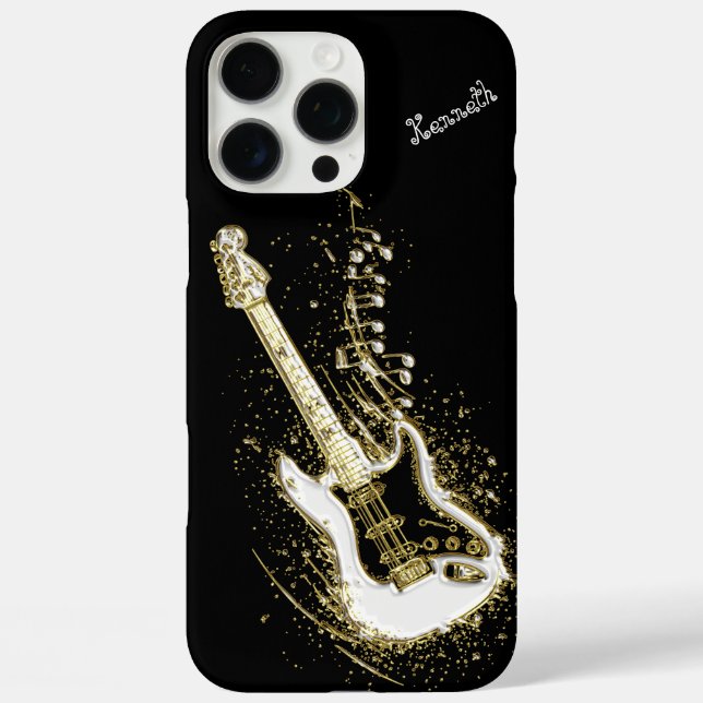 Golden Electric Guitar with Musical Notes Case-Mate iPhone Case (Back)