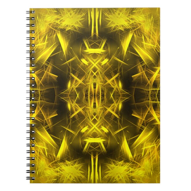 Golden Electric Plasma Fractal Art Notebook (Front)