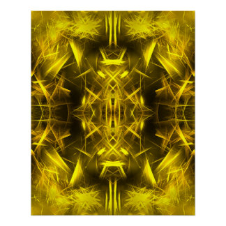 Golden Electric Plasma Fractal Art Poster