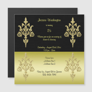 Golden Elegance 25th Birthday Party Magnetic Invitation