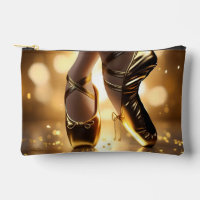 Golden Elegance: Ballerina Shoes on Gold Bokeh