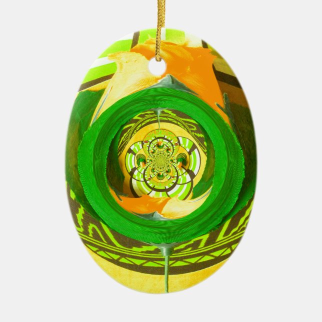 Golden Elegance: Beautiful African Yellow Rose Art Ceramic Ornament (Front)