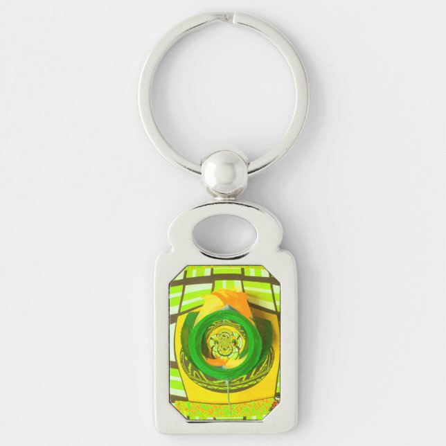 Golden Elegance: Beautiful African Yellow Rose Art Keychain (Front)