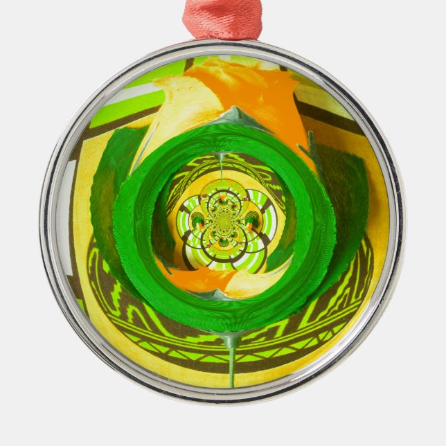 Golden Elegance: Beautiful African Yellow Rose Art Metal Ornament (Front)