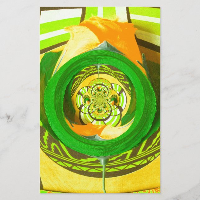Golden Elegance: Beautiful African Yellow Rose Art Stationery (Front)