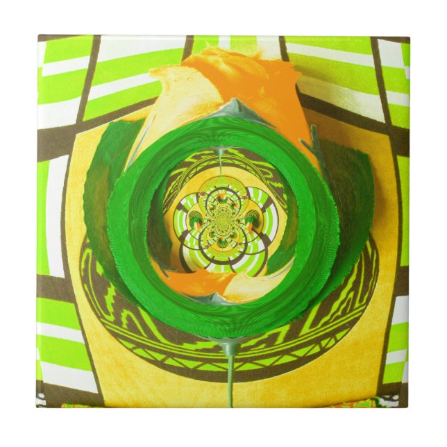 Golden Elegance: Beautiful African Yellow Rose Art Tile (Front)
