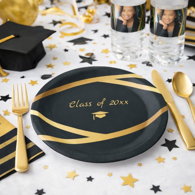 Golden Elegance Class Of Graduation Paper Plate (Creator Uploaded)