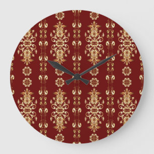 Golden Elegance: Classic Oriental Pattern. Large Clock