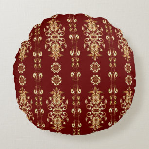 Golden Elegance: Classic Oriental Pattern. Round Pillow