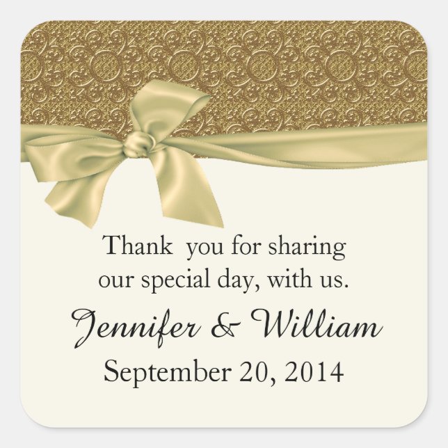 Golden Elegance Custom Wedding Favor Sticker (Devant)