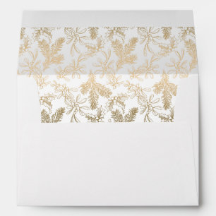 Golden Elegance Engraved Holly, Pine and Mistletoe Envelopes
