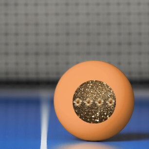 Golden Elegance: Gold Hibiscus Shimmer Ping Pong Ball